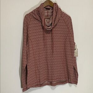 Old Ranch Denali Women’s Striped Brown/Rust Cowl Neck Sz XL